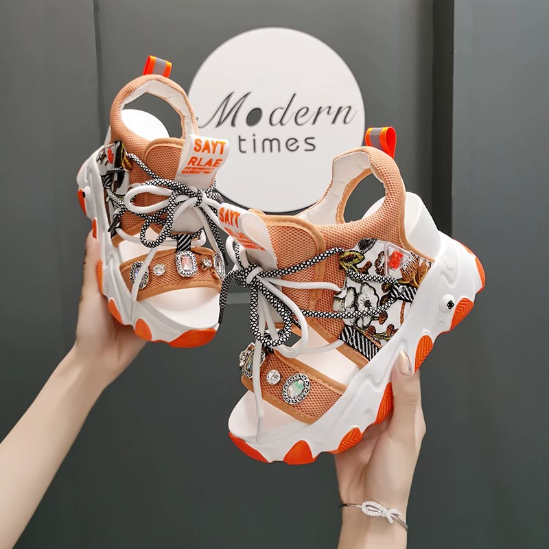 Классические Korean-Style Platform Sandals для лета, обувь высокого стиля отдыха, сезон 2021 – синий или серебристый