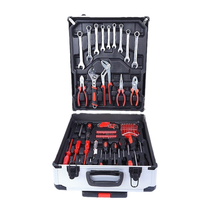 187 piezas de acero al carbono herramientas de hardware doméstico conjunto de reparación mecánica de automóviles de aluminio llave de manguito de caja otra image 6