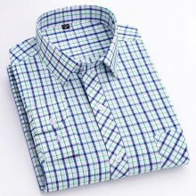 新款全棉男士长袖衬衫休闲日常格子外穿简约小众青年春秋高档衬衣