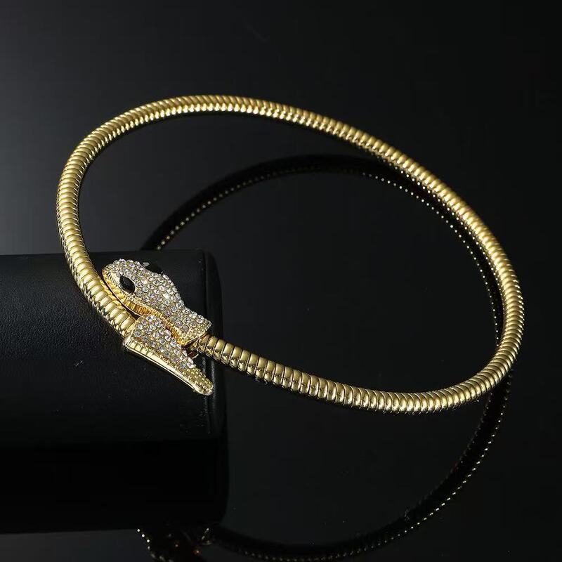 European and American Personalized Alloy Snake-Shaped Bracelet for Women, Fashionable Cross-Border Design Jewelry, Cross-Wrapped Snake-Shaped Necklace