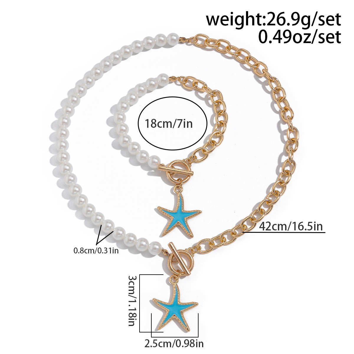 Set gioielli donna collana croce stella e perle sintetiche_voghion.com