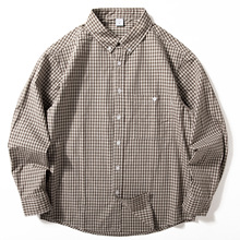 小格子衬衫男重磅纯棉水洗宽松休闲男士衬衫百搭寸衫男上衣