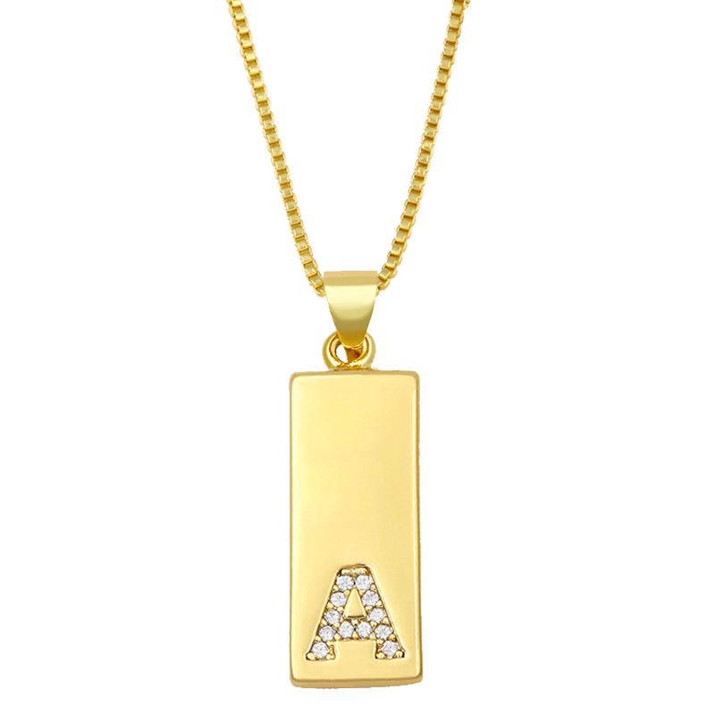 Simple Rectangle 26 Letter Necklace display picture 25