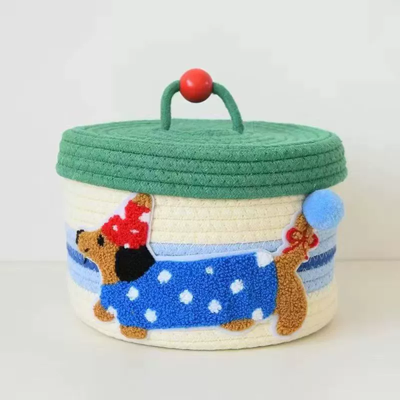 Плетеная корзина для хранения на столе, мультяшная коробка