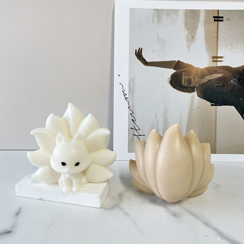 Molde de pegamento de cristal tridimensional molde de gel de sílice Fox de nueve colas DIY velas de aroma Fox de nueve colas