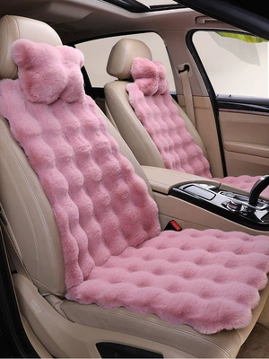 Seat Cushion, Full Car Cover, Universal | Wool pad - main-driver-single-seat-1-cushion-1-backrest-1-headrest-bubble-velvet-high-density-red-bean-paste