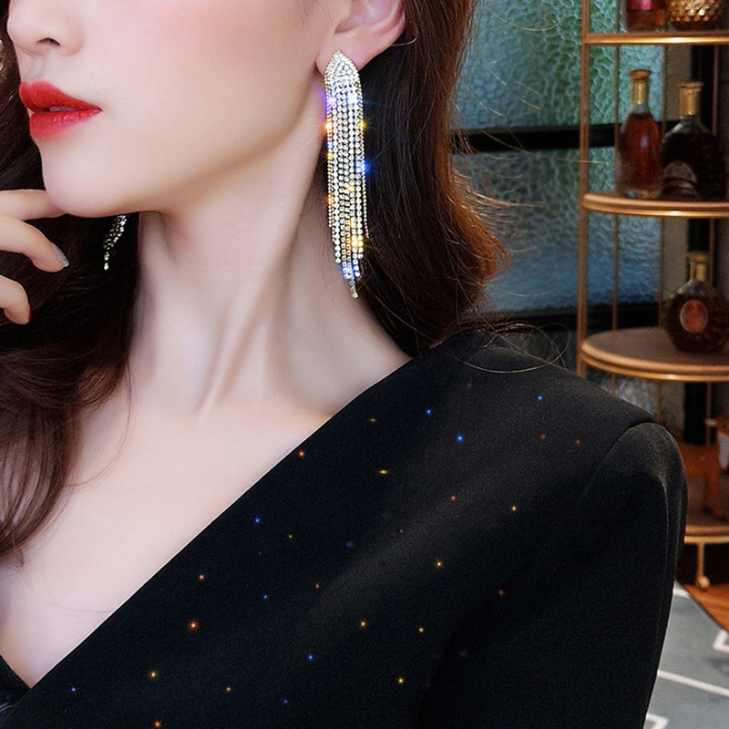 1 Pair Elegant Lady Classic Style Geometric Inlay Alloy Artificial Rhinestones Drop Earrings display picture 4