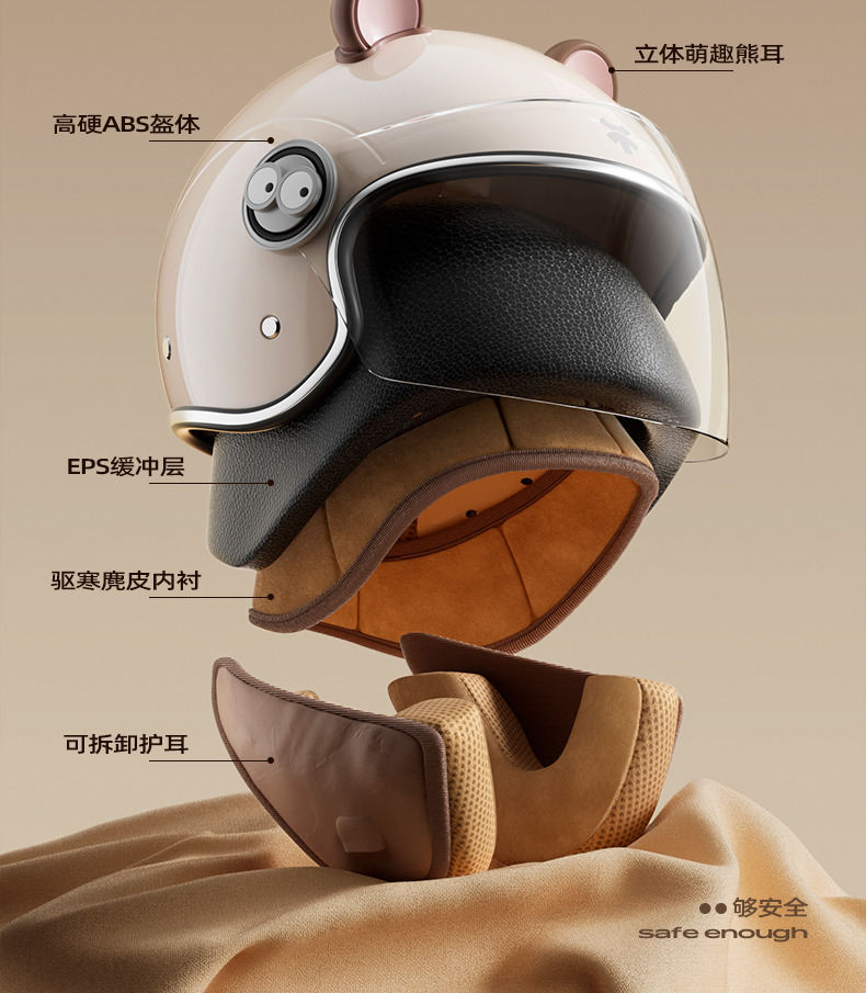 3C Certified Kidsren's Helmet for Boys and Girls, Universal for All Seasons, Kidsren's Half Helmet, Motorcycle Half Helmet, Electric Vehicle Safety Helmet