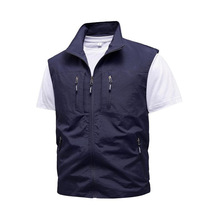 P 12927 Men's workwear stand collar multi-pocket vest ��ʿ��