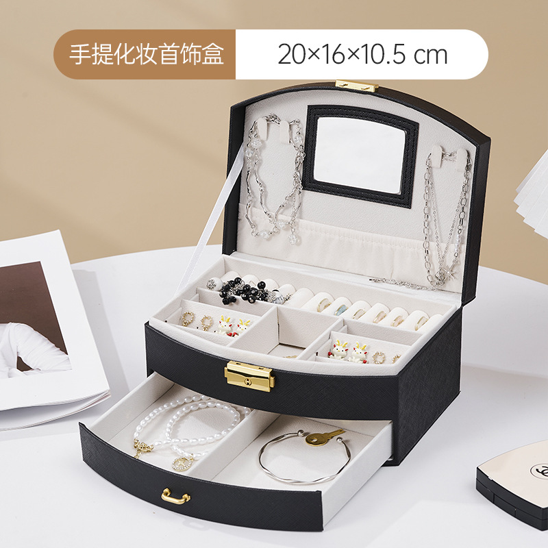 Caja de joyería multifuncional alta sensación de joyería anillo collar pernos de escritorio acabado de almacenamiento caja de joyería fábrica al por mayor