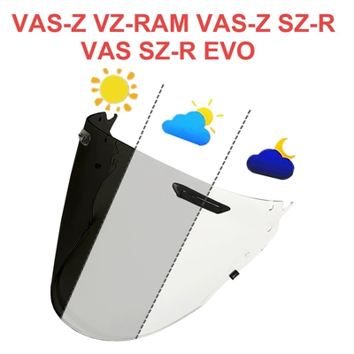 Dəbilqə (Kaska) aksesuarları, Sz-R Evo Motorcycle Helmet Lenses - vz-ram-transparent-turns-dark-black