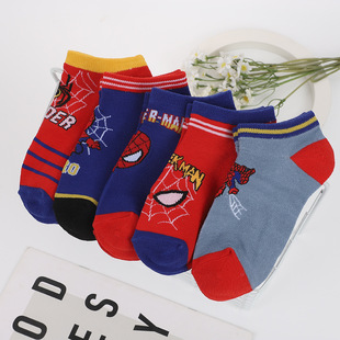 Children's Socks Spring and Summer Boys Cartoon Cute Short Socks Baby Students Spring Superman Hero Trendy Cotton Socks