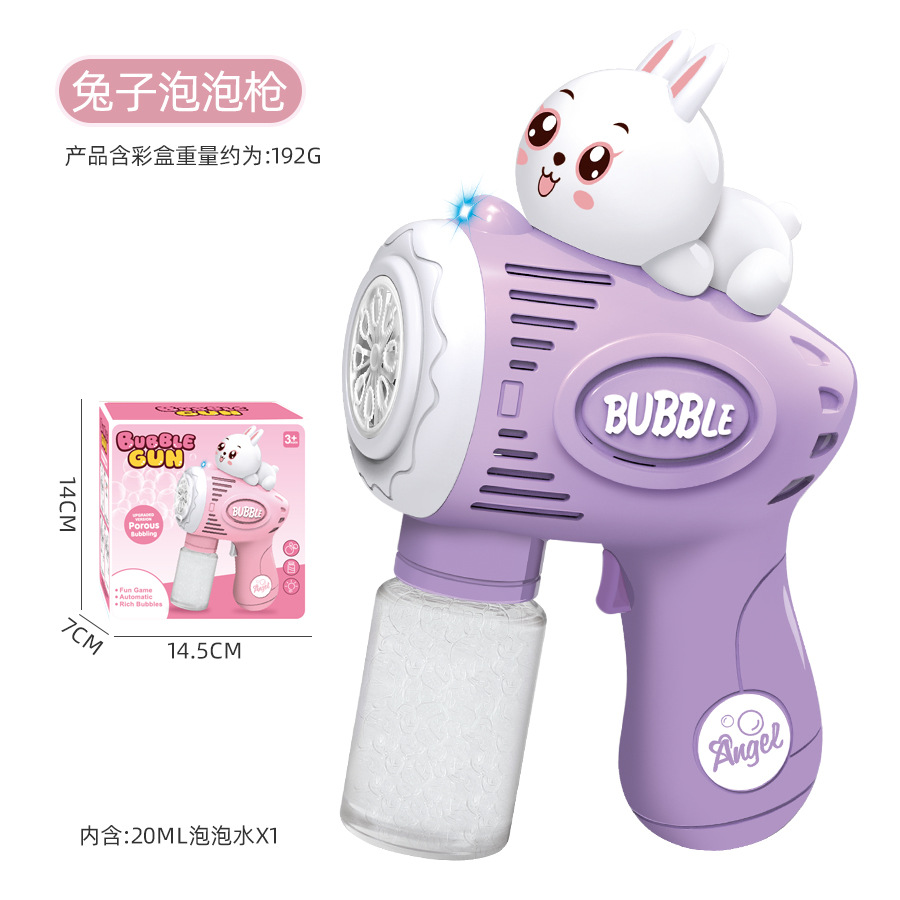 Pistola de burbujas eléctrica Purple Rabbit + 1 botella de agua (en caja)