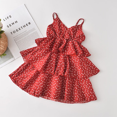 Women's Children's Summer V-Neck Lace Dress with Heart Print Sheer Fabric Trendy Cake Dress Wholesale