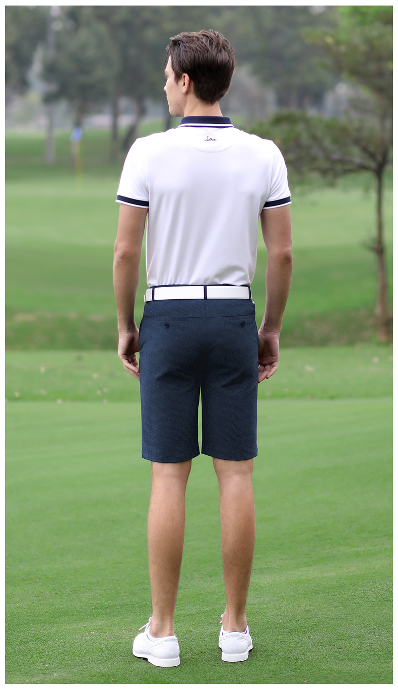 Quần short golf nam PGM vải polyester co giãn thoáng khí — Quần short nam màu trơn KUZ078 màu xanh da trời, Quần short nam màu trơn KUZ078 màu trắng, Quần short nam màu trơn KUZ078 màu xanh hồ, Quần short màu trơn nam KUZ078 màu xám chi tiết 9