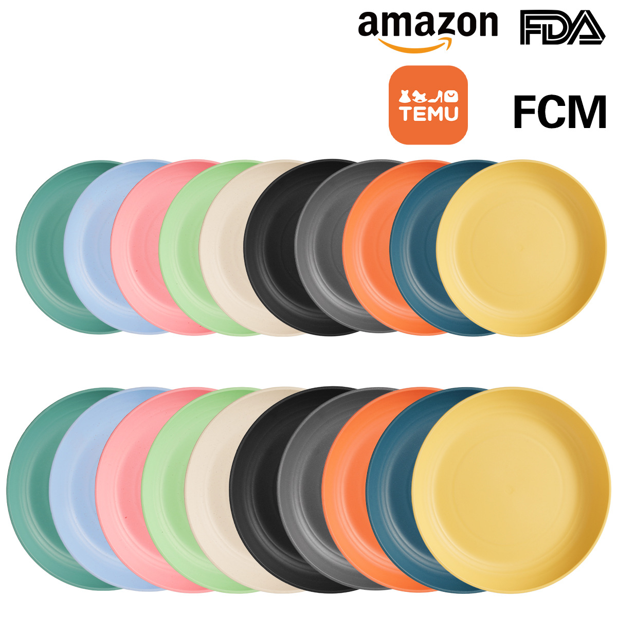 爆款北欧小麦秸秆圆盘ins大盘子塑料家用餐盘圆形水果甜品盘批发