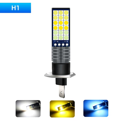 Cross-Border Automotive Led Fog Lights, Headlights, High-Brightness White, Yellow, Ice Blue Three-Color 36 Lights 3030 H1 H3 Modified Fog Lights (Fog lamp) - h1-three-colors-whiteyellowice-blue