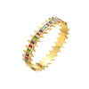 Gold-Single Row Colored Zirconium Serrated Bracelet