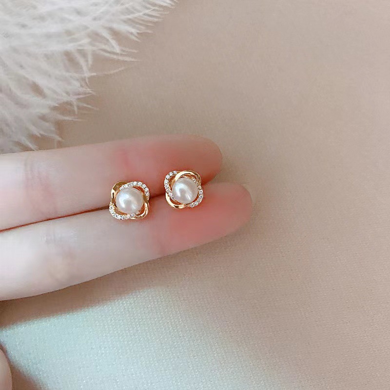 Pendientes de Perla de Agua Dulce para Mujer, Estilo Francés Elegante, con Aguja de Plata 925, Venta por Mayor image 1