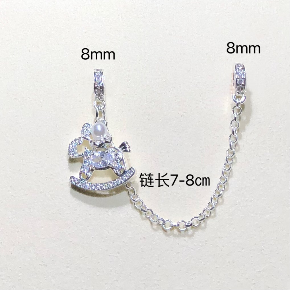 14K Gold-Plated Color-Preserving Crystal DIY Accessories Year of the Horse Zodiac Horse Pendant Chain Spacer Beads Bracelet Necklace Beaded Accessories