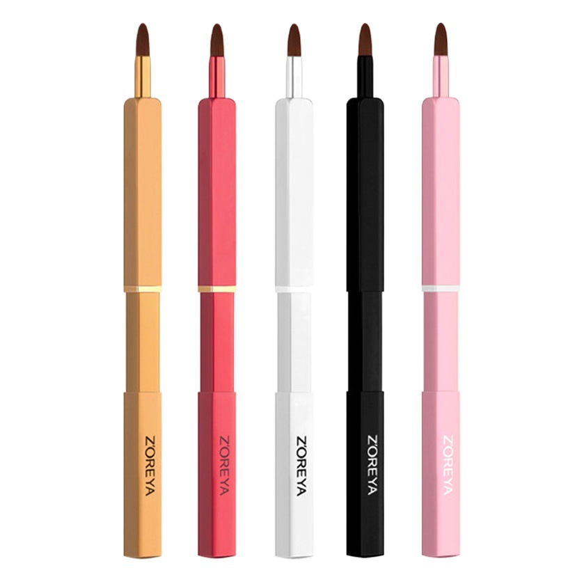 Zhuolya mini cepillo de labios al por mayor Cangzhou belleza herramientas corrector lápiz labial maquillaje cepillo portátil retráctil cepillo de labios con tapa