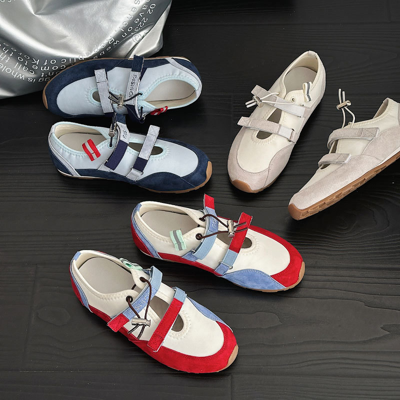 Velcro Mary Jane Shoes Women's 2025 Spring and Summer New Hollow Leather German Training Shoes Shallow Mouth Not Tired Feet Casual Single-layer Shoes