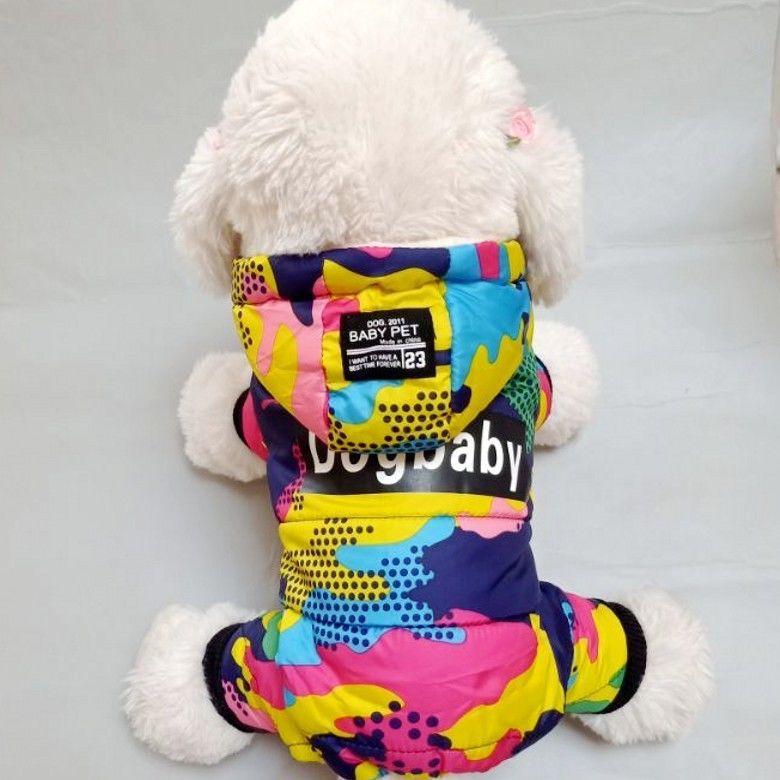 Nueva ropa para perros con capucha camuflaje engrosada ropa acolchada de algodón Otoño e Invierno VIP Teddy PET mediano y pequeño perro ropa de cuatro patas