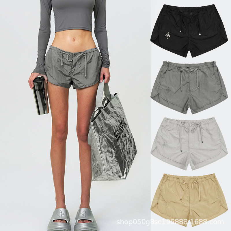 Sk Alloy Skin Low Waist Jogging Shorts Embroidered Wide Leg Easiest for Match Sports Casual Hot Pants Women 24 New Style Sk Alloy Skin Low Waist Jogging Shorts Embroidered Wide Leg Easiest for Match Sports Casual Hot Pants Women 24 New Style