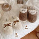 Fashionable sweet cute bowknot plush confinement shoes female winter student non-slip home cotton slippers