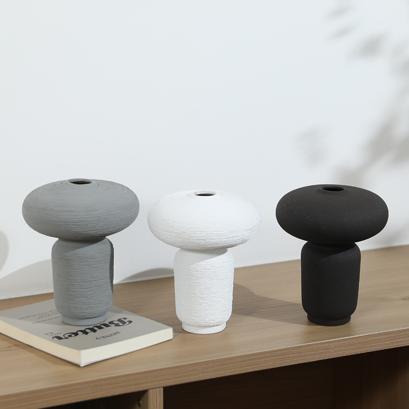 Moderno simple dibujo de seda simple cerámica hecha a mano ornamentos de vasijas de cerámica sala de estar gabinete de televisión decoración de flores de la mesa de comedor