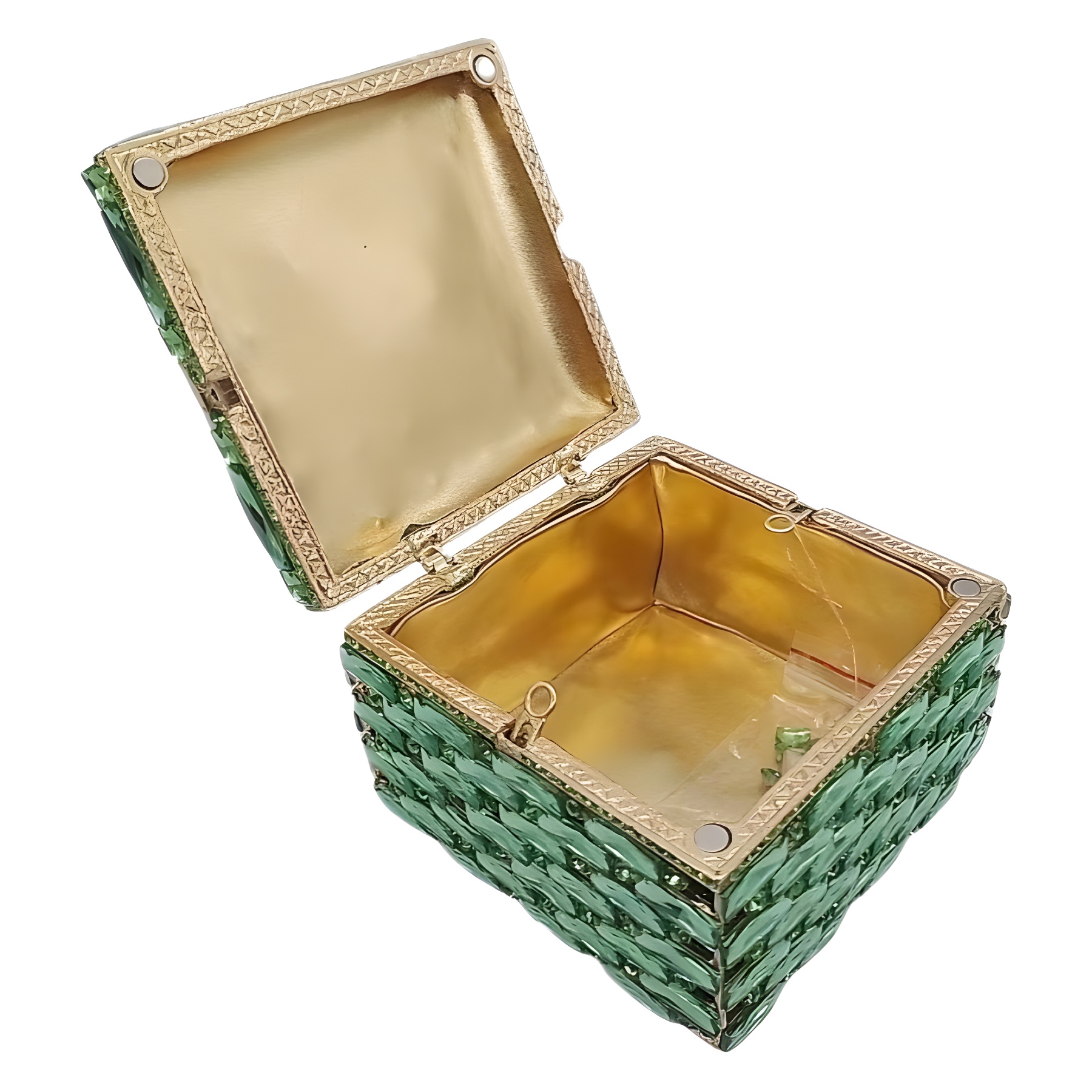 Túi clutch nữ đính kim cương dáng hộp vuông nhỏ dự tiệc — Nền vàng kim cương trắng, Vàng AB, Bạc AB, Màu bạc