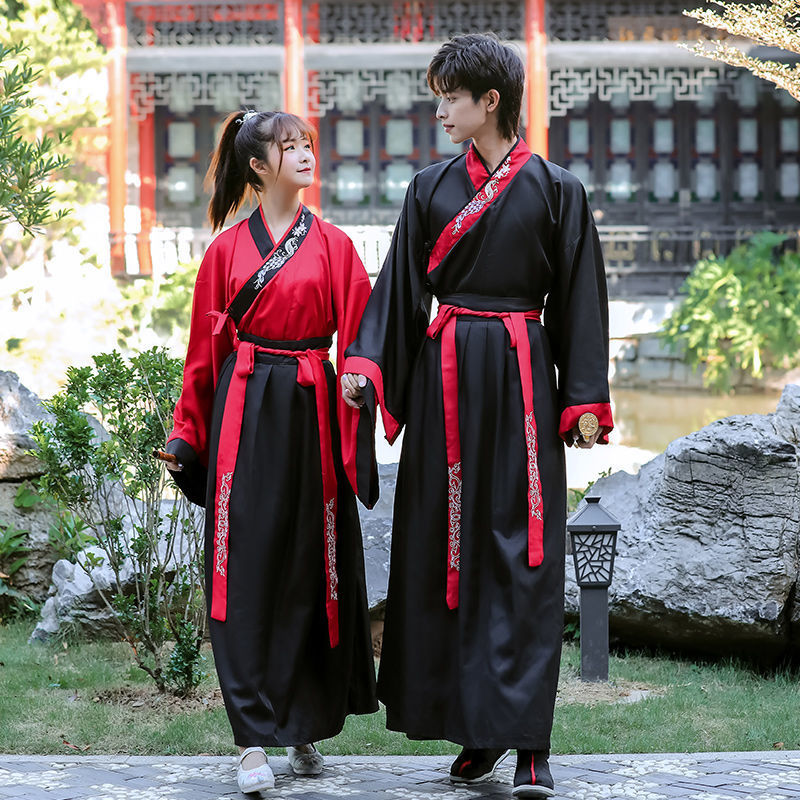 Ancient-style martial arts inspired Hanfu women, Han element Chinese-style daily improved graduation photos class uniform with crossover collar traditional set
