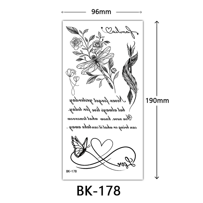 Tatuaje Temporal de Flores Boceto de Papel de Transferencia al Agua, Impresión por Transferencia de Agua, para Cuerpo image 184