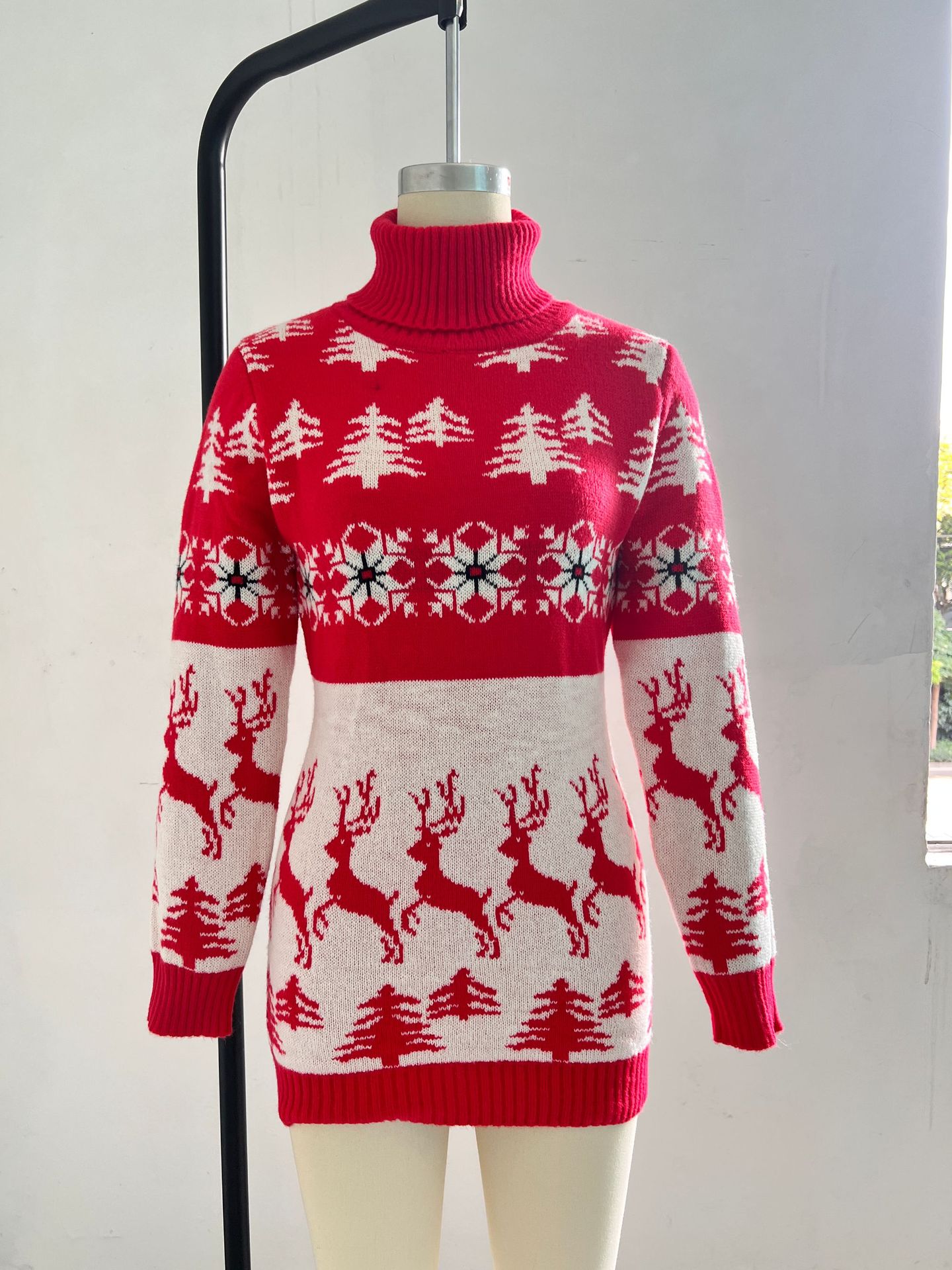 448g Weight Costume Props Event & Party Supplies Long Sleeve Sleeve Length Pullovers Placket Type Regular Sleeve Sleeve Type Polyester Fabric Type Regular Top Length Sweater Tops Type Daily Occasion Turtleneck Neckline Regular Fit Fit Type Christmas Festival Christmas Tree Pattern Winter, Autumn Season Women'S, Men'S Gender Jacquard Design Fashion Style Wholesale Women'S Men'S Fashion Christmas Tree Long Sleeve Jacquard Sweaters & Cardigans 2