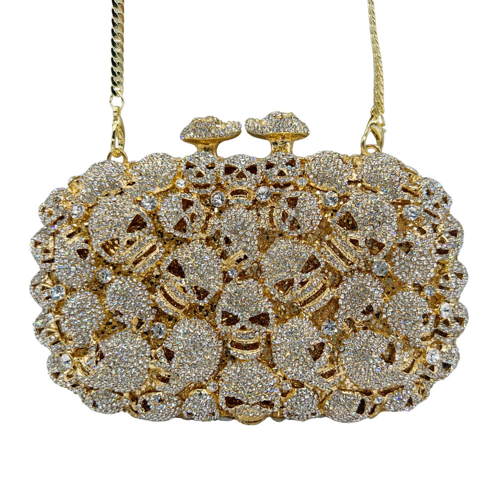 Bolsa de cristal de calavera, bolsa de cena de diamante de calavera, bolsa de diamante de Halloween, bolsa de mano de mujer dura