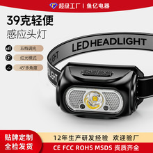 便携迷你头灯强光夜钓钓鱼用超亮感应超长续航锂电头戴式野外矿灯