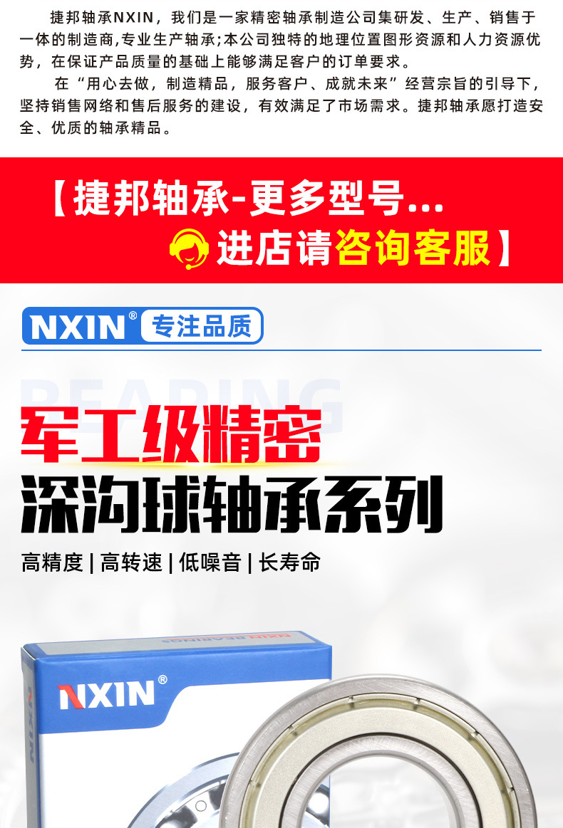 Deep Groove Ball Bearings, Silent and Wear-Resistant, Special Industrial-Grade Precision Bearings for Motors, Ultra-Long Life Transmission Shafts