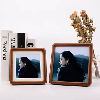 实木相框方形桌面摆台木质装裱框榫卯结构桌面写真相框胡桃色相框