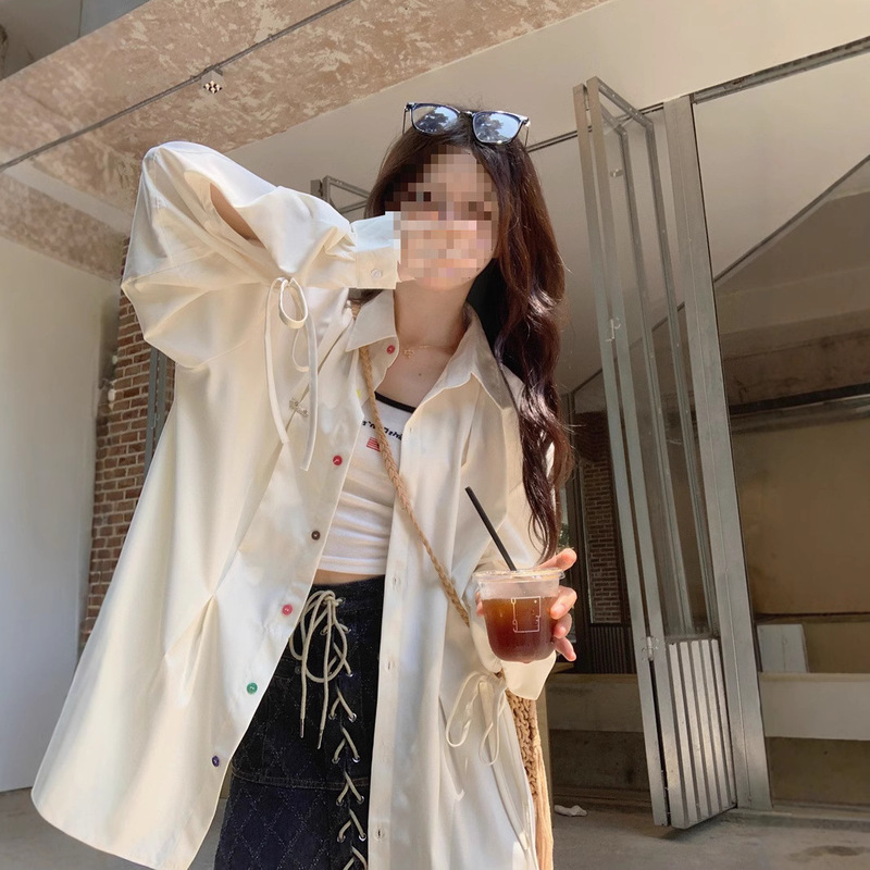 Spring and Autumn Design Sense Niche Color Button Shirt Long Sleeve 2025 New Gentle Milk apricot Loose Shirt Jacket