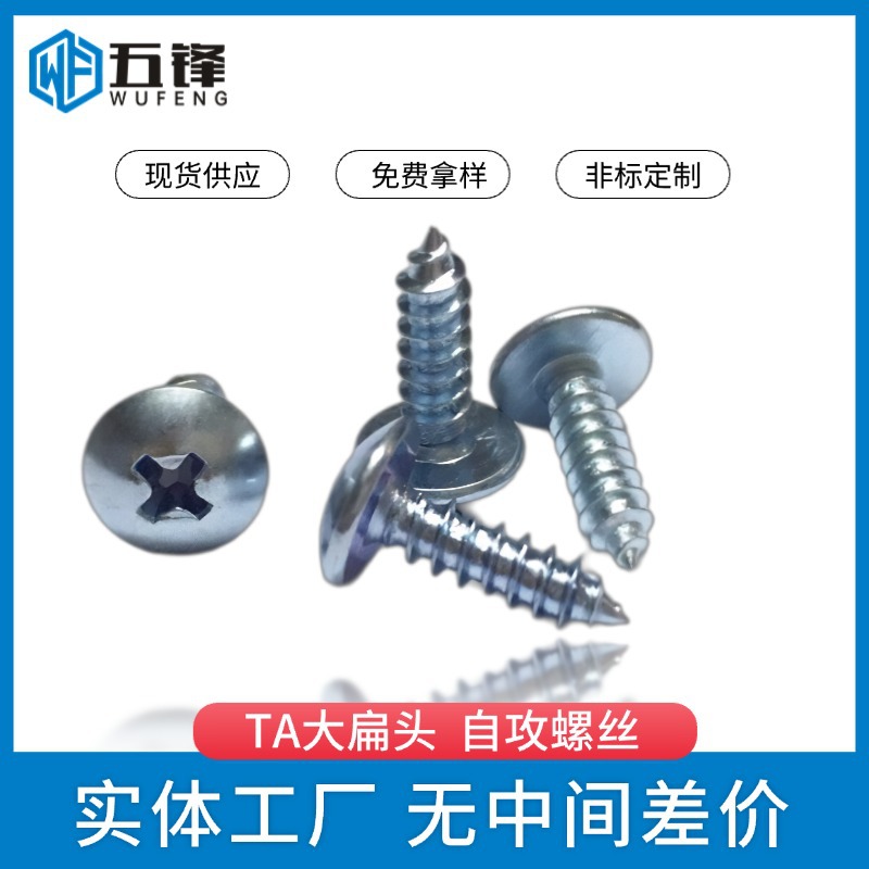 批发定 制TA大扁头自攻螺丝钉 大盘头自攻螺钉 十字盘头螺丝兰锌