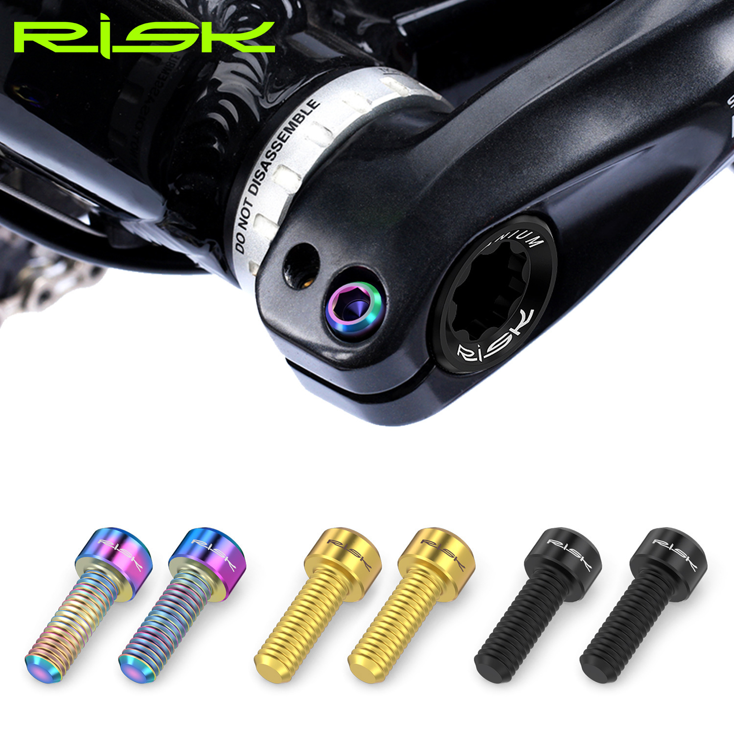 RISK M6x18mm mountain bike crank lock titanium alloy screw integrated hollow crank fixed