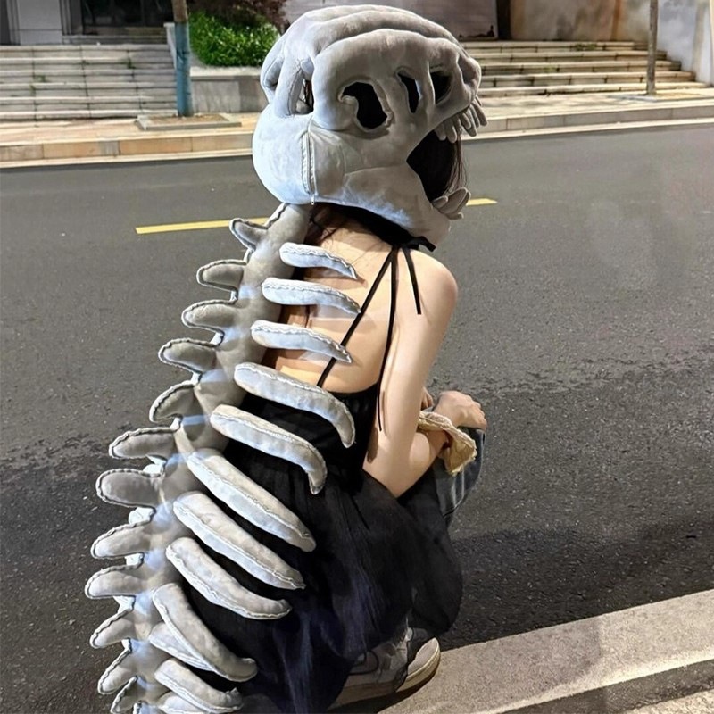 鹿晗同款中华恐龙骨架头套批发外骨骼衣服毛绒玩具侏罗纪搞怪恐龙|undefined