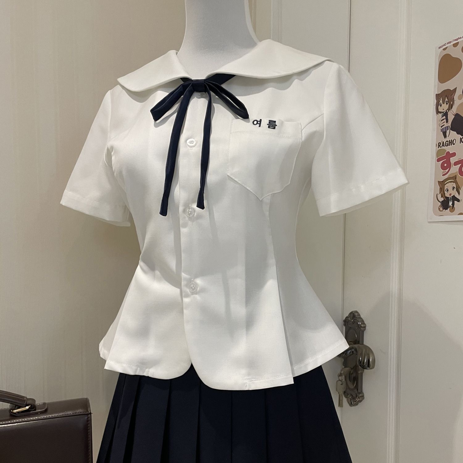Original Jk Uniform Doll Collar Short-Sleeve Shirt Japanese Style Waist-Cinching Petal Cute Academy Short Skirt Set Top