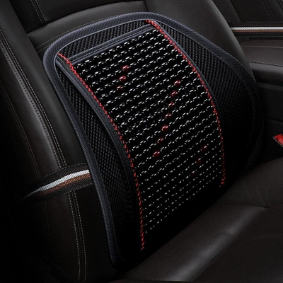 breathable waist support backrest – Waist support - leather-and-wood-bead-waistrest-black-and-red