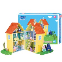 小猪玩具佩奇立体拼图3到6岁3d模型拼插带灯房子diy儿童益智礼物