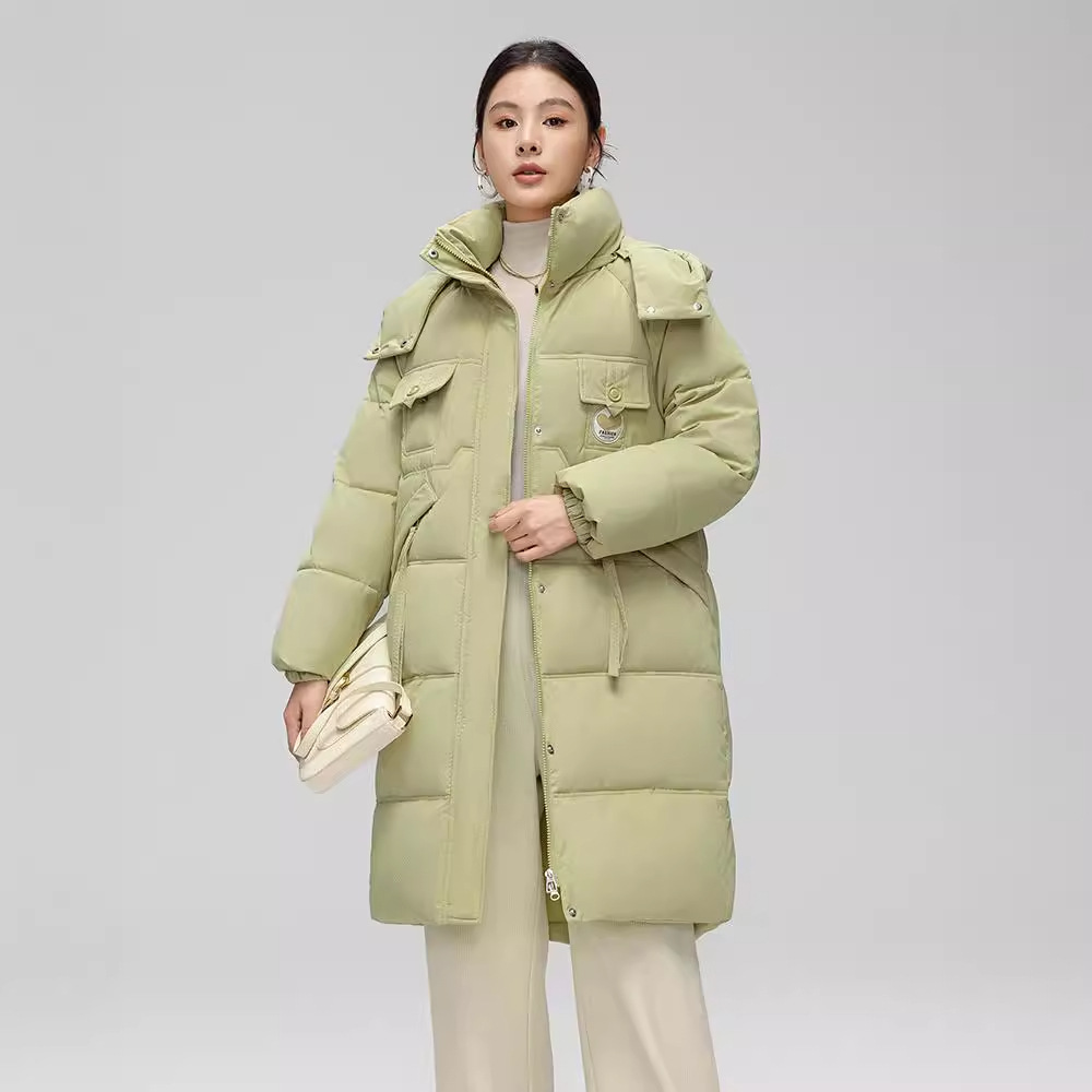 Women's Clothing Mid length cotton jacket for women 2024 winter new style fashionable knee length cotton jacket loose thickened hooded cotton coat_voghion.com