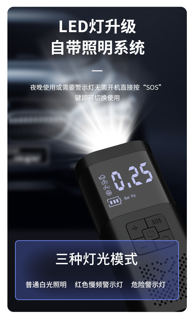 Cross-border car emergency start-up power supply car inflator all-in-one machine intelligent digital display battery battery charging treasure
