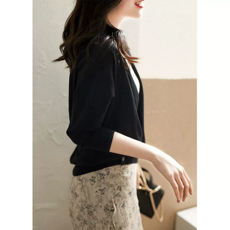 Knitted summer thin cardigan, oversize, sun protection