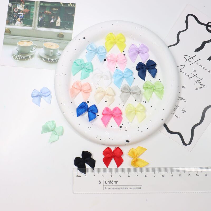 in stock 1CM double-sided polyester with tie line small bow machine bow diy material underwear panty accessories