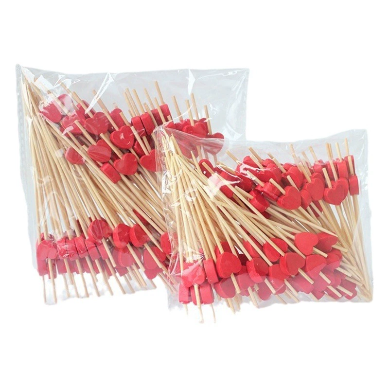 Красные любящие розовые любящие фрукты персиковое сердце знак День Святого Валентина Сезон исповеди коктейль украшения бамбуковые палочки